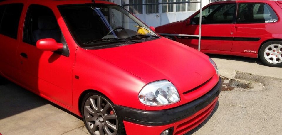 Renault Clio KPMF Mat Kırmızı Komple Araç Kaplama