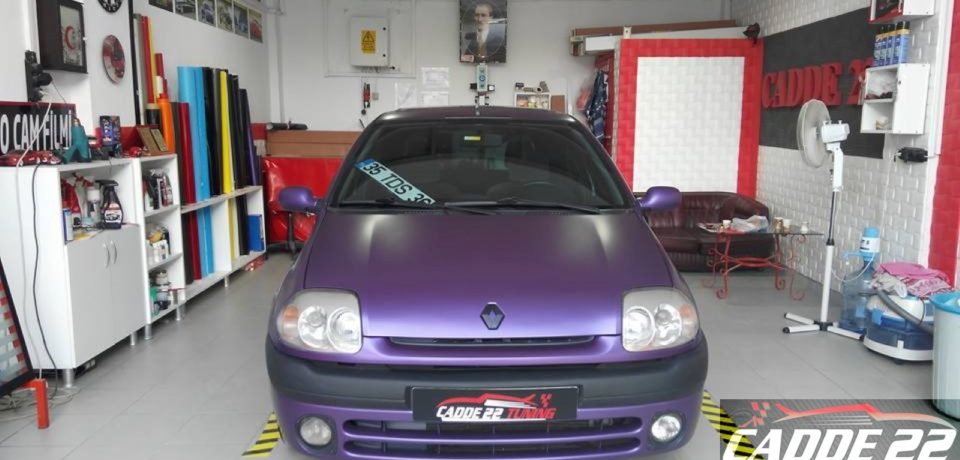 Renault Clio Oracal Mat Metalik Mor Komple Araç Kaplama